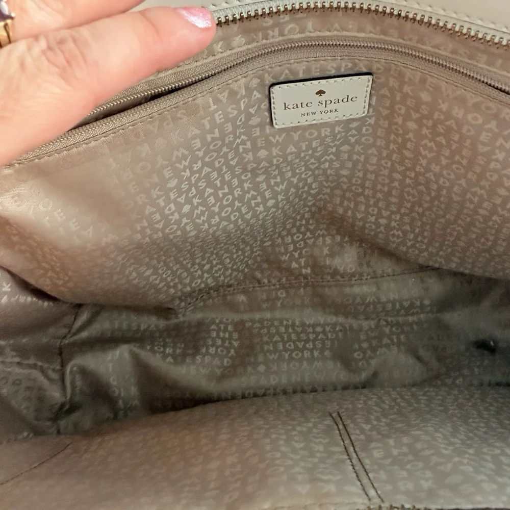 Kate Spade Zip Top Leather Tote White Large